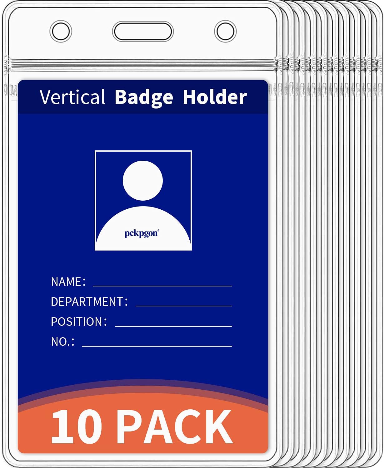 Vertical ID Badge Holders, 10 Pack, Clear Plastic Work Card Sleeve, Name Tag Holder Cover with Waterproof Resealable Zip Type for Nurses, Women, Medical Assistant, Fits Credit Size Cards
