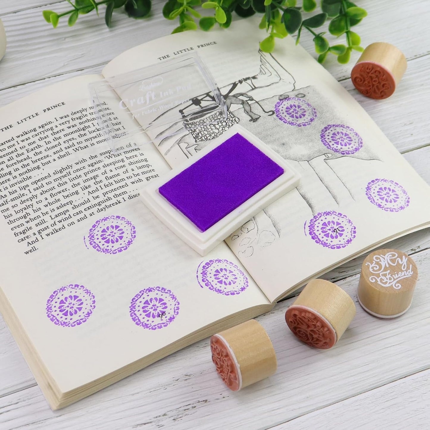 Craft Ink Pad for Rubber Stamps, Paper, Wooden, Fabric, Scrapbooking, Non-Toxic Finger Ink Pads for Kids (Purple)