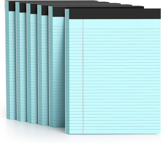300 Sheets Blue Legal Pads 8.5 x 11 College Ruled Paper 6-Pack Note Pads Narrow Ruled 50 Sheets per Notepad Perforated Writing Pad Durable Sturdy Back 8x11 Pads of Paper
