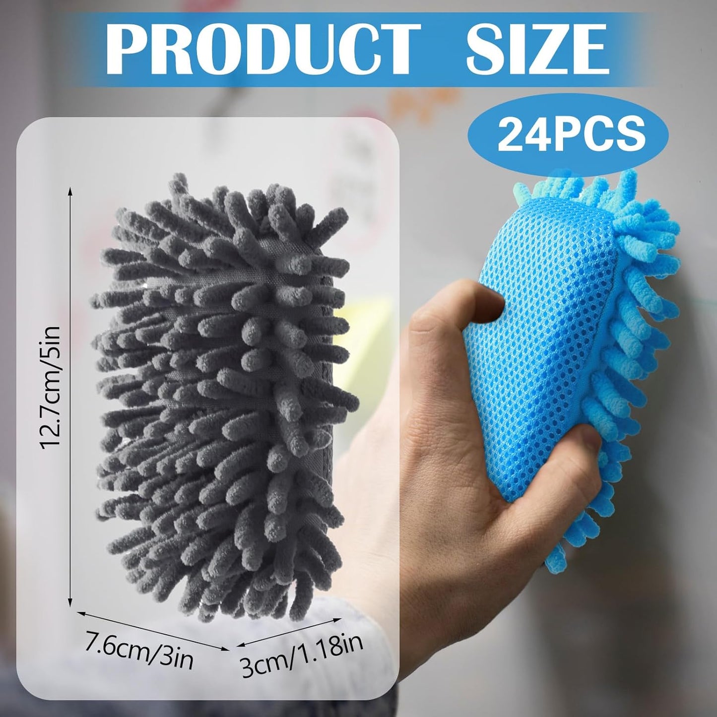 Sherr 24 Pcs Magnetic Whiteboard Eraser School Erase Erasers Microfiber Washable White Board Eraser for Chalk Classroom Home Office(Blue,Gray)