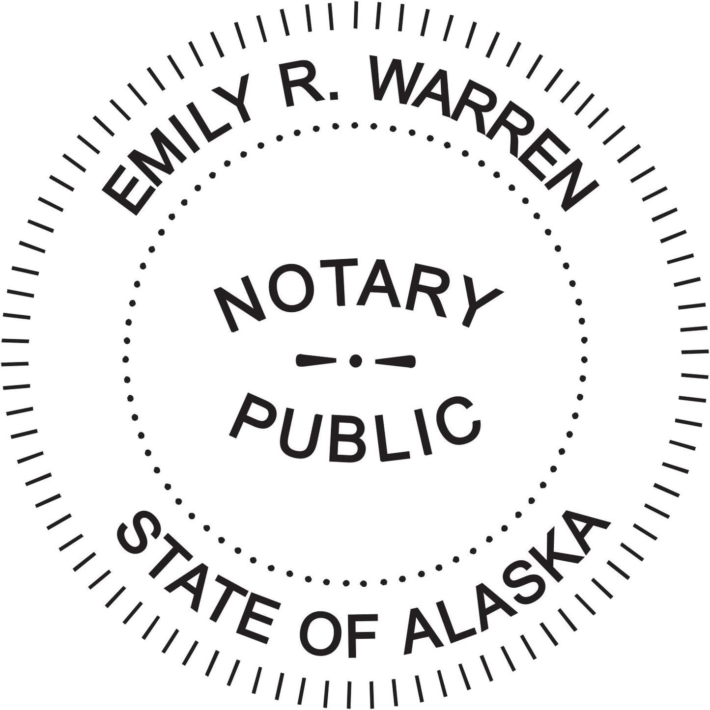 MaxMark Round Notary Stamp for State of Alaska- Self Inking Stamp - Top Brand Unit with Bottom Locking Cover for Longer Lasting Stamp - 5 Year Warranty