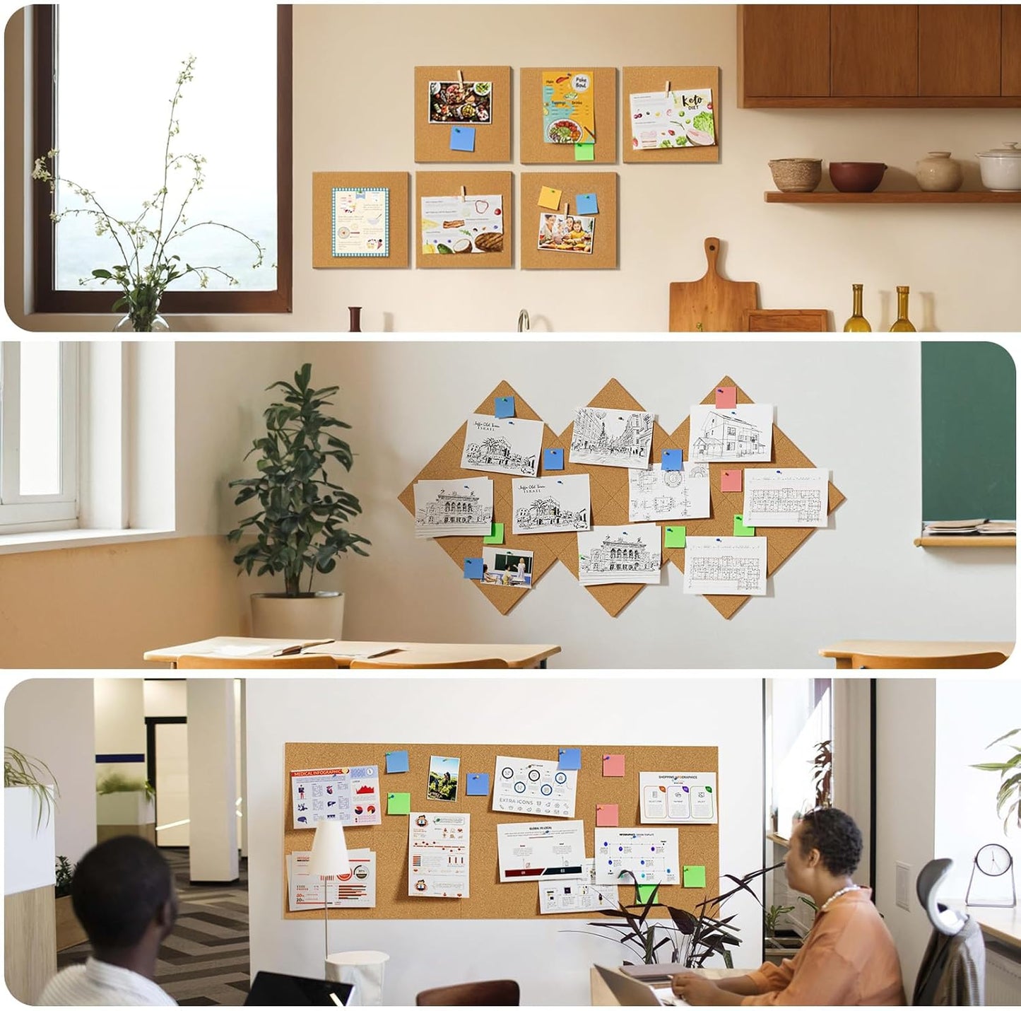 MaxGear 72" x 48" Large Cork Board for Wall, 24 Pack Cork Board Tiles with 40 Pushpins & Safe Removable Adhesive Tabs, 12" x 12" Corkboards for Office, School, Home