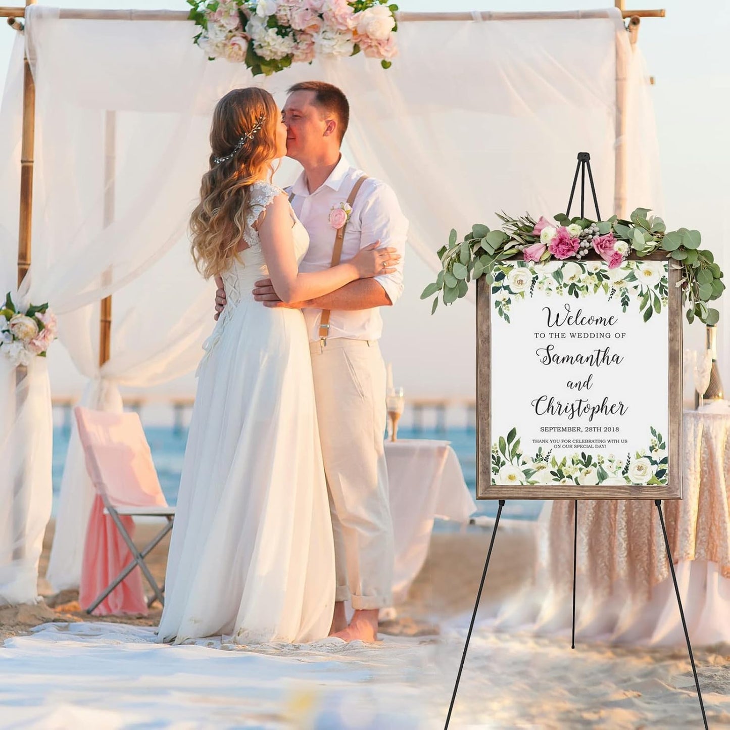 8PCS Black Easel Stand for Wedding Sign Stand, 66 Inch Portable Picture Stands for Display, Tripod Artist Easel for Painting, Floor Wedding Welcome Sign Stand, Metal Easel with Portable Bags