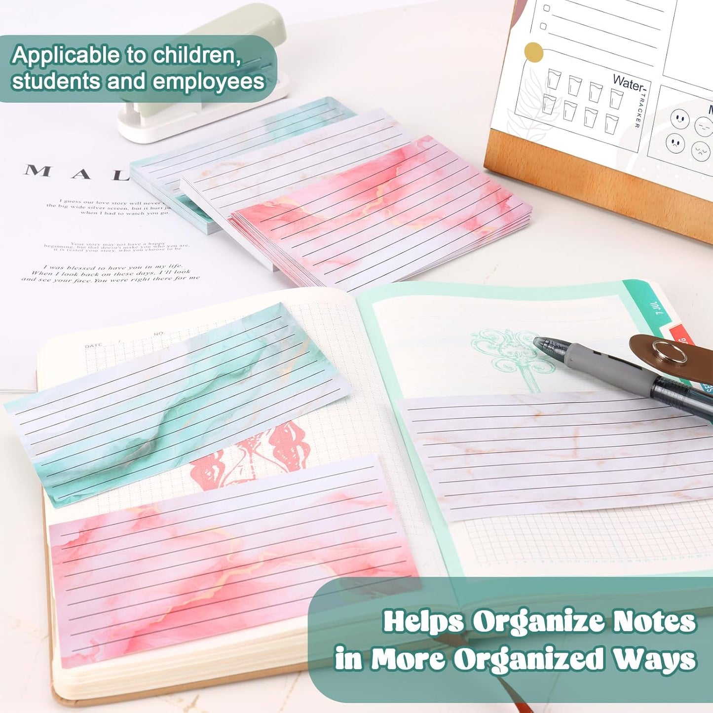 100 Pack Colored Index Cards 3x5 Marble Notecards Lined FlashCards for Studying Heavy Note Cards 180 gsm Memo Cards for Office Home School Supplies