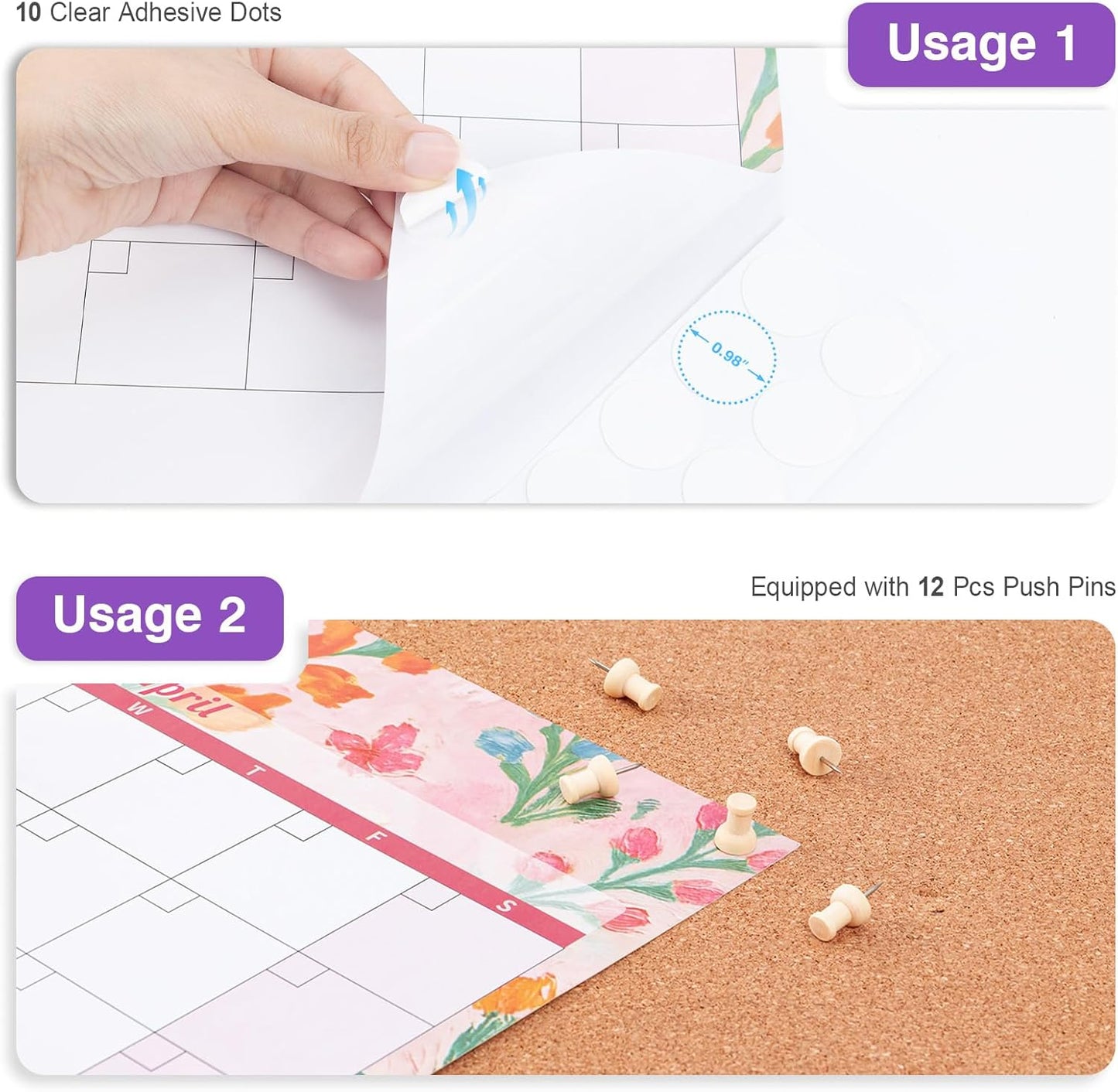 Ospelelf Undated Wall Calendar 2025 Large Laminated Dry Erase Calendar 36.6'' x 48'' Yearly 12 Month Family Calendar