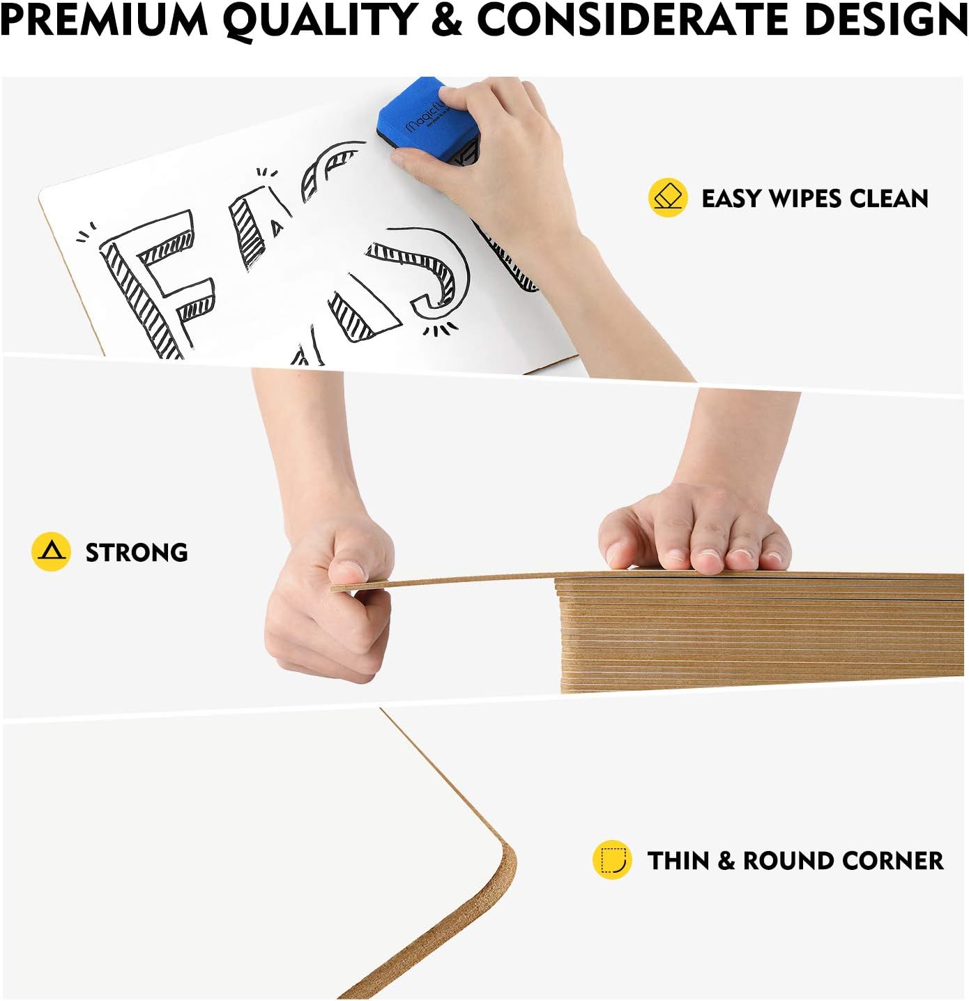 Magicfly Small White Boards, Dry Erase Board Pack of 26, Mini Whiteboards 9x12 Inches Double-Sided White Boards for Students Classroom Teachers School Supplies Office with 32 Pens and 26 Erasers