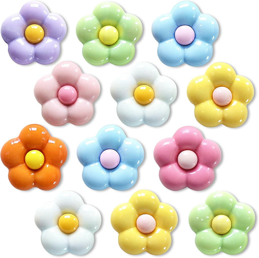 Qualsen Fridge Magnets Cute – 12 PCS Colorful Flower Magnet for Girls, Small Strong Decorative Magnets for Locker, Whiteboard, Refrigerator, Home (8 Colors)