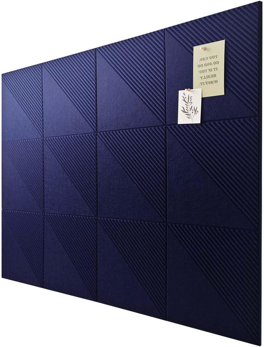 Large Cork Board for Walls 48"x 36", 12 Pack Felt Wall Tiles with Safe Removable Adhesive Tabs, Cork Board for Office,Pinboard Bulletin Board - Dark Blue