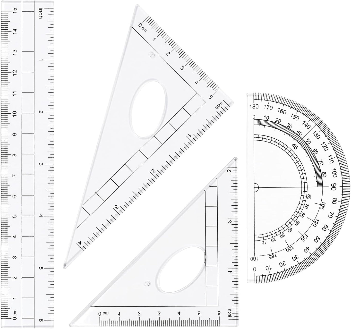 Math Geometry Kit Sets 10 Piece Student Supplies with Shatterproof Storage Box,Includes Rulers,Protractor,Compass,Eraser,Pencil Sharpener,Lead Refills,Pencil,for Drafting（Green）