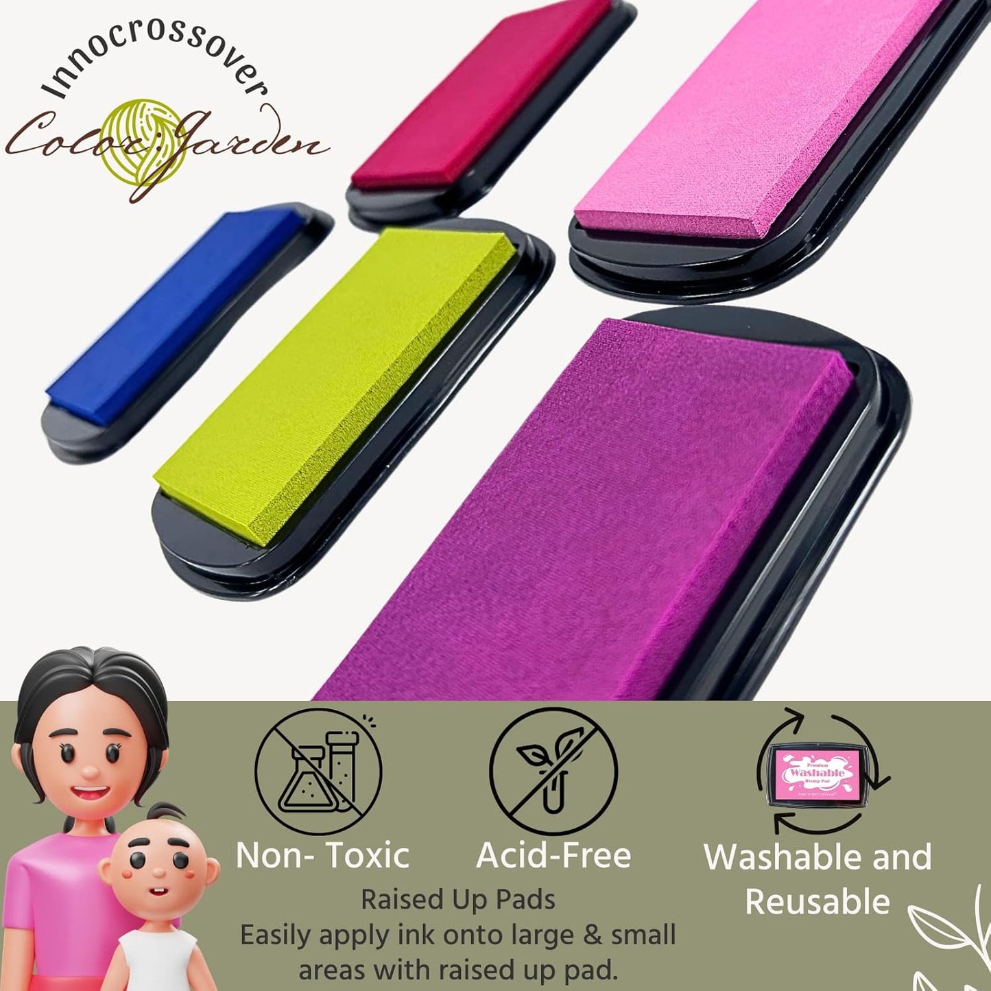 Washable Ink Pad, Best Stamps for Kids, Kids Crafts, Paw Print Kit, Baby Footprint Kit, Stamp Pads on Scrapbooking, Fingerprint Ink Pad, Easy to Wash Off Skin| Large | Safe Non-Toxic (Wood Bark)