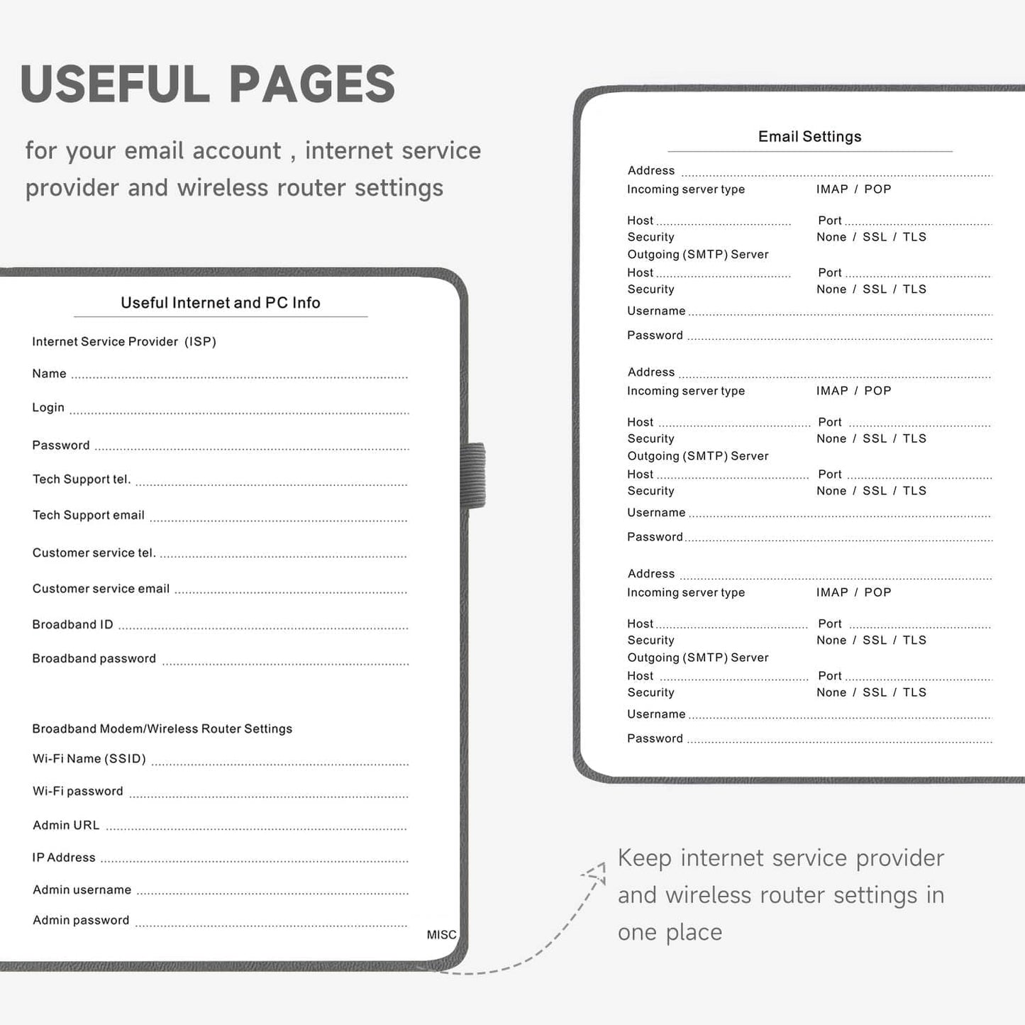 Password Book with Alphabetical Tabs – Hardcover Internet Address & Password Organizer – Password Keeper Notebook for Computer & Website – 7 x 10" Log-in Password Journal w/Thick Paper (Grey)