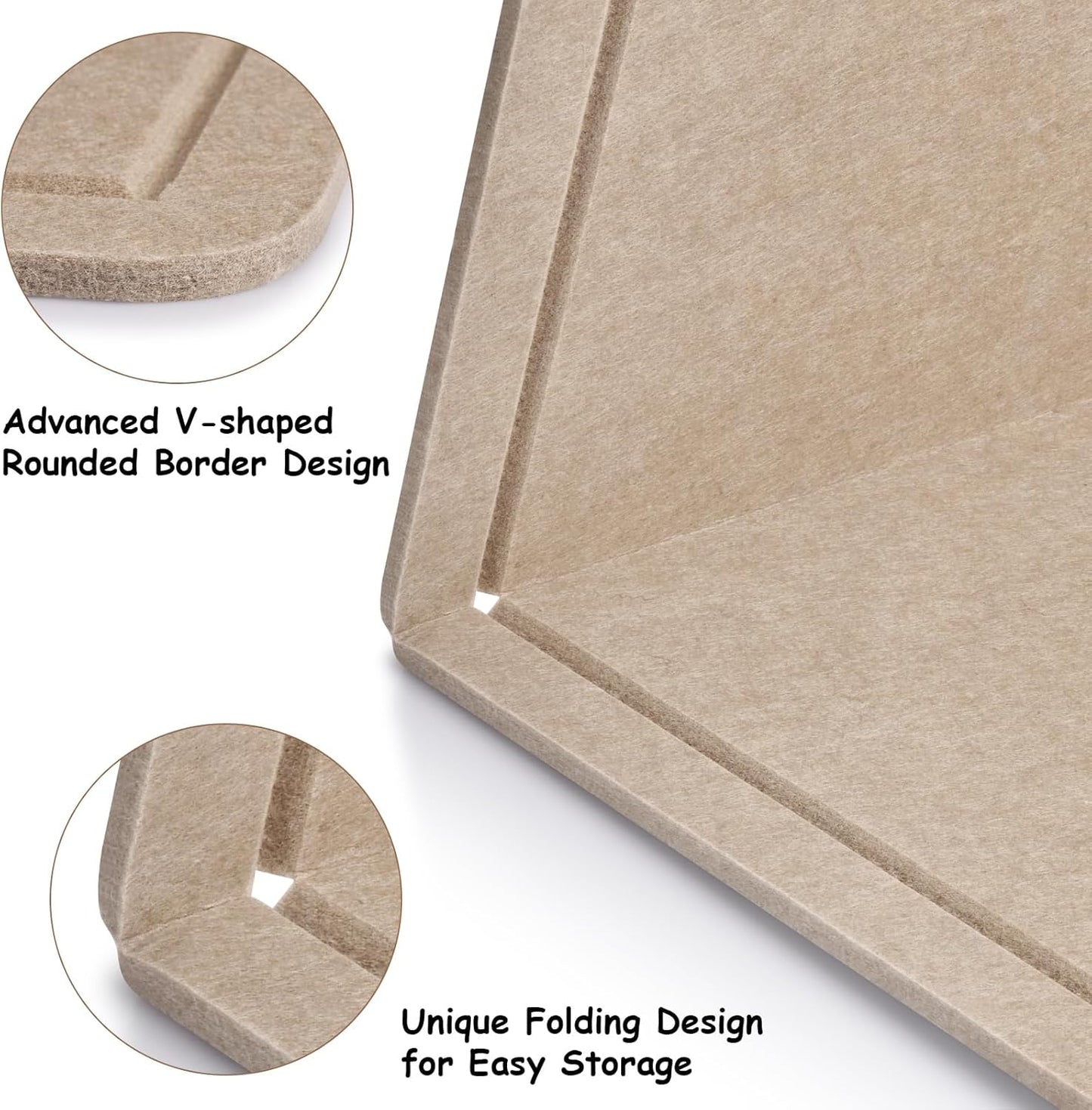 Foldable Large Bulletin Board, 60x36 Inches Cork Board Alternative, Large Felt Board Decorative Pin Board for Wall, Foldable Photo Board Self-Adhesive Vision Board with 36 Pushpins Khaki