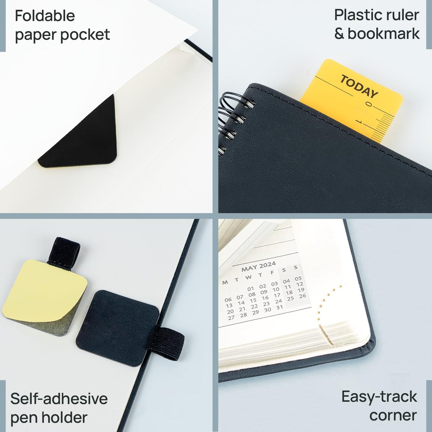 POPRUN 2026 Planner (Medium - 6.5'' x 8.5'') with Hourly Schedule, Vertical Layout - 2026 Weekly Calendar (Jan. 2026 - Dec.2026) for Time Management, Monthly Tabs, Spiral Bound, Soft Cover - Blue Green