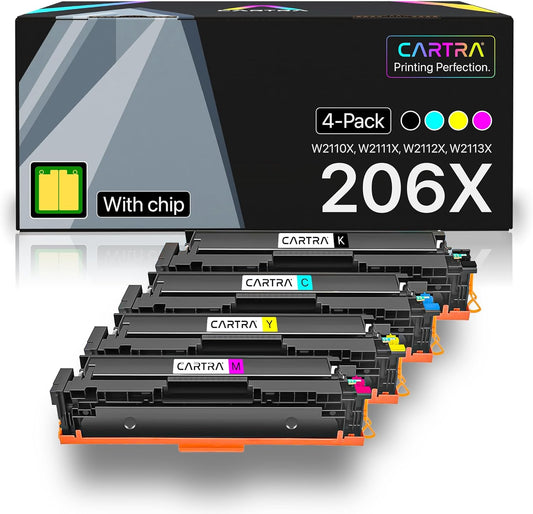 CATRA 206x High Yield Toner Cartridge Compatible with 206X Toner Cartridge Set, Works with Color Laser Jet Pro MFP M283fdw M283fdn M283cdw, M255dw, M255nw, M282nw 4Pack W2110X