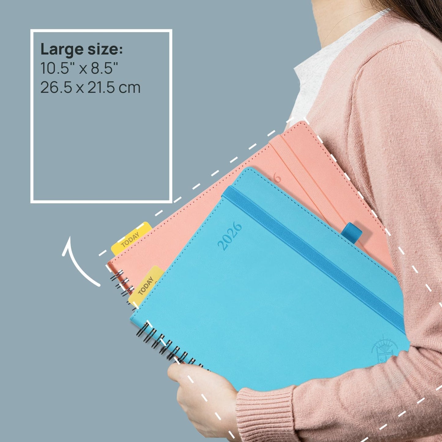 POPRUN 2026 Planner (Large - 8.5" x 10.5") with Hourly Schedule, Vertical Layout - 2026 Weekly Calendar (Jan. 2026 - Dec.2026) for Time Management, Monthly Tabs, Spiral Bound, Soft Cover - Purple