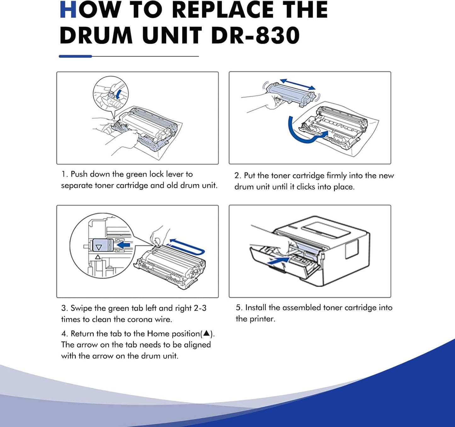 DR830 DR-830 Drum Unit Black 2-Pack Replacement for Brother DR830 DR 830 DR-830 HL-L2400D L2405W L2460DW L2460DWXL L2865DW L2480DW DCP-L2640DW MFC-L2807DW L2820DW L2820DWXL Printer (Not Toner)