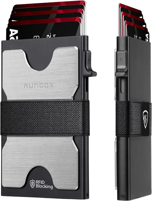 Mens Card Cases, Slim Card Holder Wallet for Men and Women, Minimalist RFID Blocking Wallet with Pop-Up Function, Thin Design, Metal Card Cases Holds 6+6 Cards, Gifts for Men, Men's Accessories