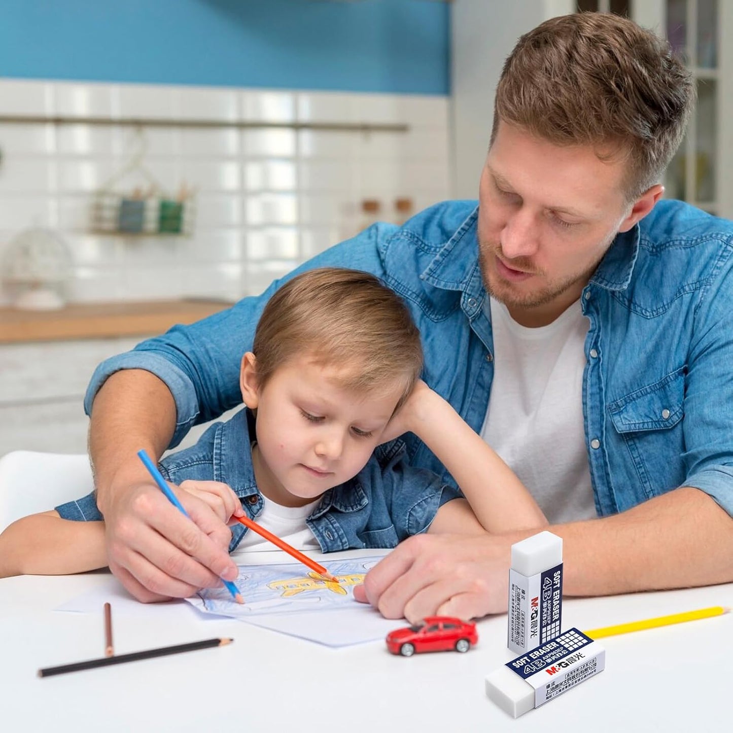 M&G 24 Pack White Erasers Bulk, Pencil Erasers 4B Rubber Rectangular Eraser for Kids School Students Office, Art Erasers for Drawing (New Packaging)