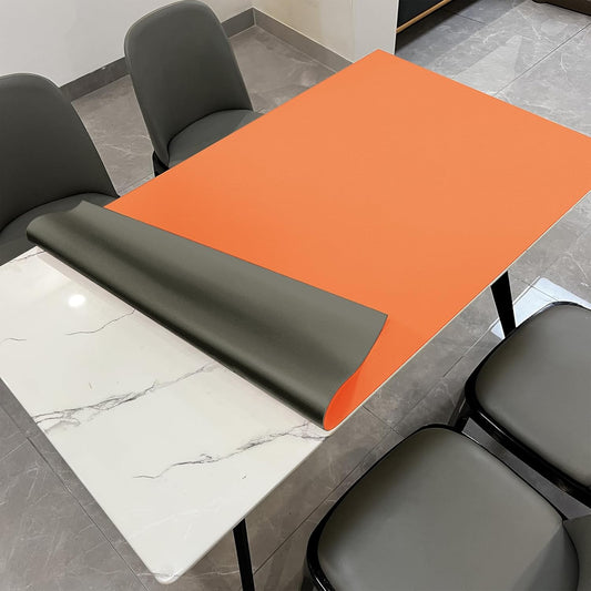Leather Table Cover,1.8mm Thick,31.5x47.2 Inch Table Protector,Table Protector for Dining Room Table,Table Cover Protector,Dining Table Cover Protector(Army Green+Orange,31.5x47.2)