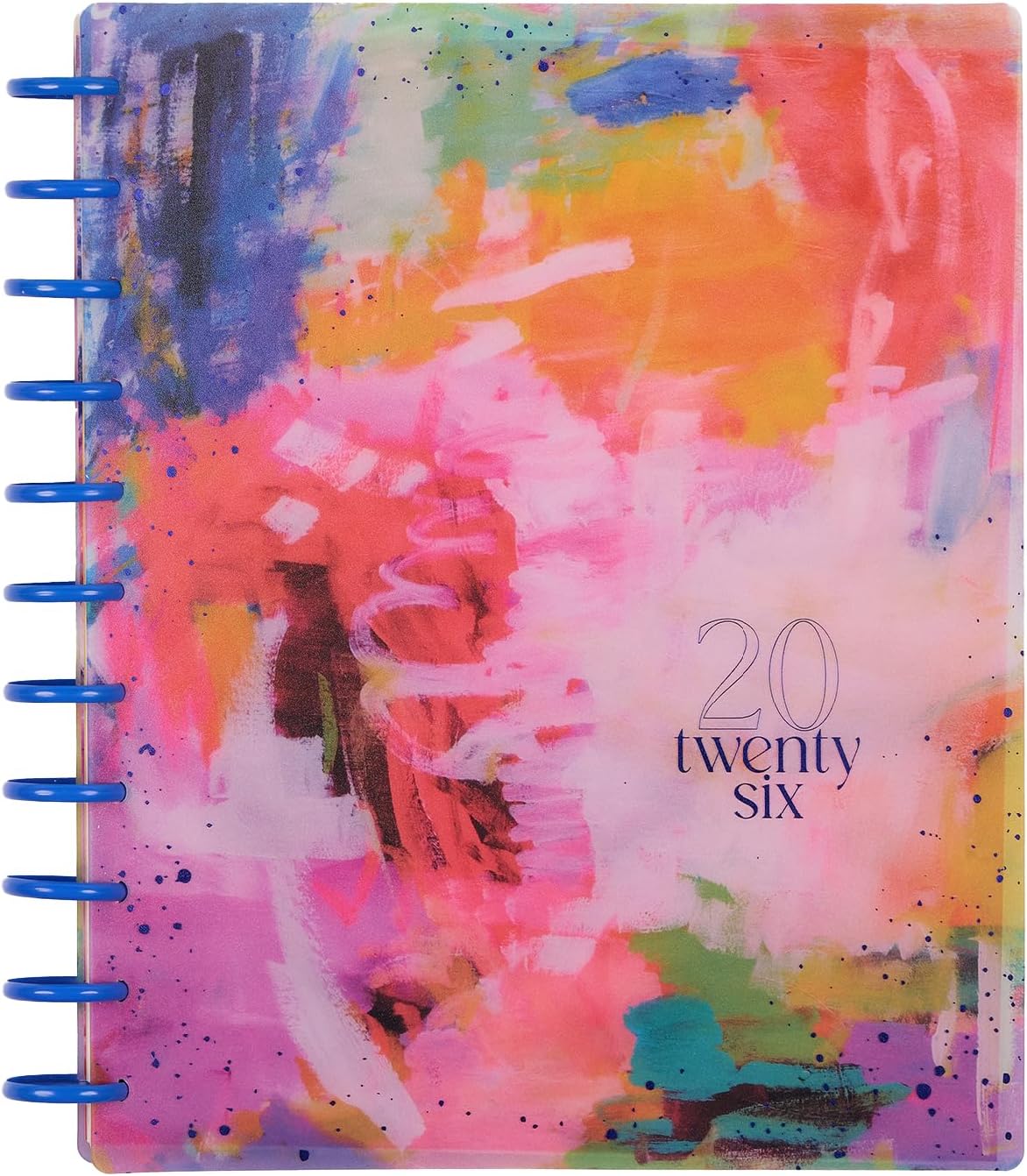 Happy Planner Disc-Bound Planner Jan.–Dec. 2026, Includes 3 Extra Months and 2 Sticker Sheets, Big Size, 8.5" x 11", Dashboard Layout, Bright & Bushy
