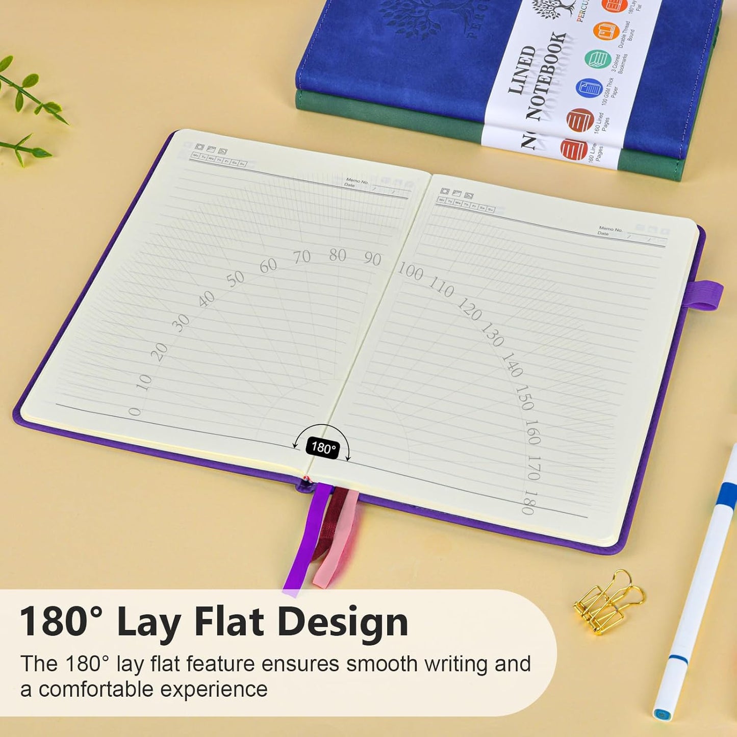 Lined Journal Notebook for Men & Women, 160 Pages College Ruled Journal for Writing, A5 Hardcover Leather Notebooks for Work, School, Business, Travel, Daily Diary 5.9" x 8.5" - Purple