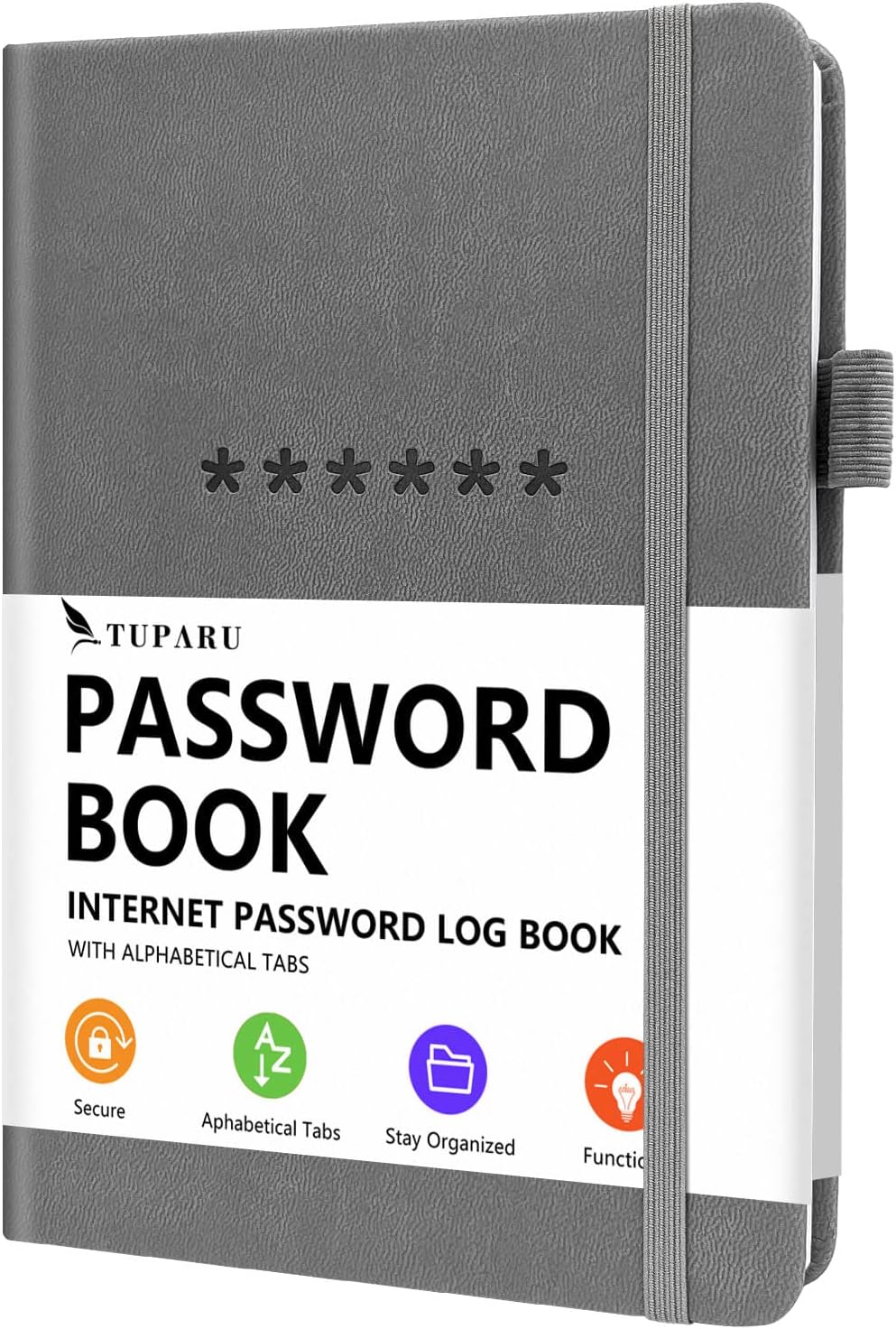 Password Book with Alphabetical Tabs – Hardcover Internet Address & Password Organizer – Password Keeper Notebook for Computer & Website – 5.2 x 7.6" Log-in Password Journal w/Thick Paper (Grey)