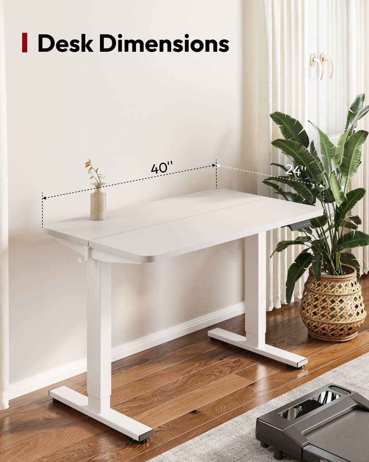 SANODESK Standing Desk Height Adjustable Electric Stand up Desk 40x24 Inches Sit Stand Home Office with Splice Board, White Frame/White Top