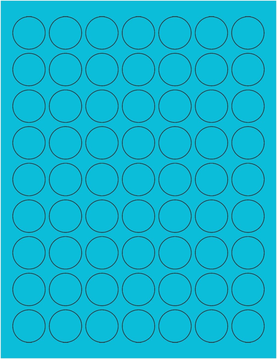 NextDayLabels - 8-1/2 x 11 Neon Color High Light Fluorescent Labels for Laser & Inkjet Printer (Blue Fluorescent, 1" Round - 63 per Page - 1575 Labels)