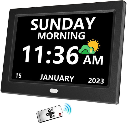 11 Inch Digital Clock with Day and Date for Elderly Alzheimer's Clock Customizable Alarms 3 Display Modes Large Font Alarm Clock for Seniors Auto DST