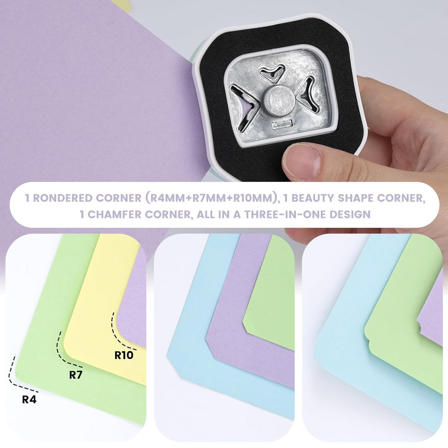 LOVEINUSA 3PCS 3-in-1 Punch Set (Rounder + Beauty Shape + Chamfer Edges), 3 Way Cutter for Scrapbooking, Photocards & DIY Paper Crafts, Works Great with Laminate, Precision Professional Cutting