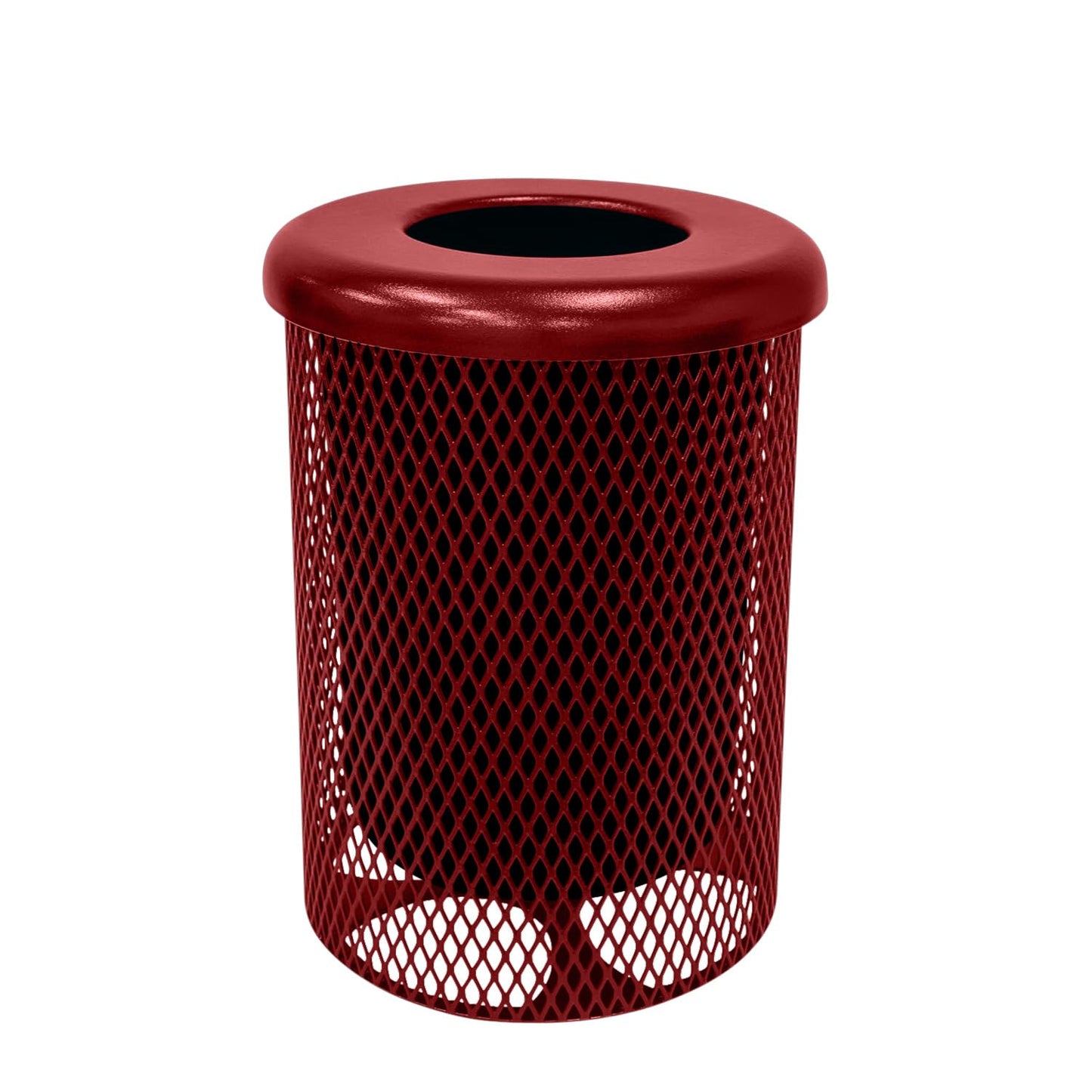 RFT-TXTBUR Heavy Duty 32 Gallon Round Trash Receptacle, Liner Included, Textured Burgundy with Flat Top, Made in America