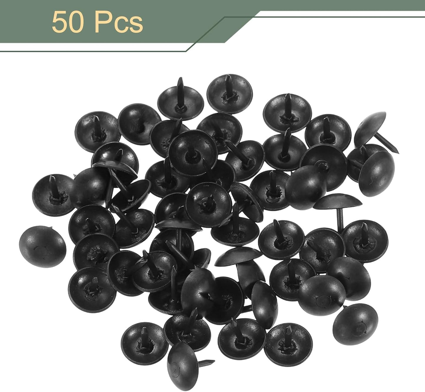 uxcell 50 Pcs Upholstery Tacks, 9 x 9mm Round Head Upholstery Nails Pins Vintage Decorative Furniture Tacks for Chairs Sofas Beds DIY Project, Black