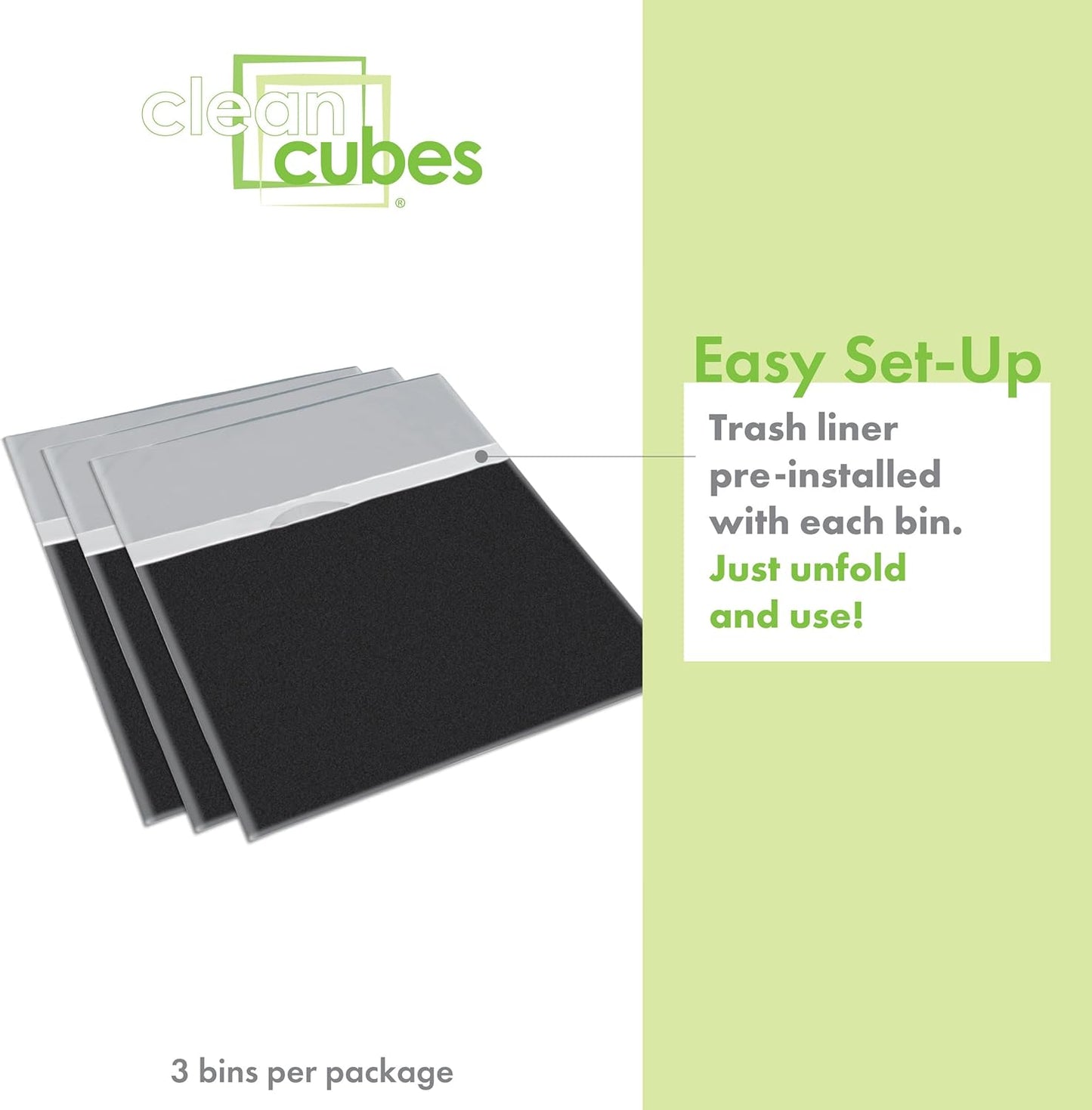 | 13 Gallon Disposable Trash Cans (3-Pack) with Fitted Trash Bags - Reusable Garbage and Recycling Bins for Parties, Events, and More (Black - 17" Height x 13.5" Width x 10" Depth)