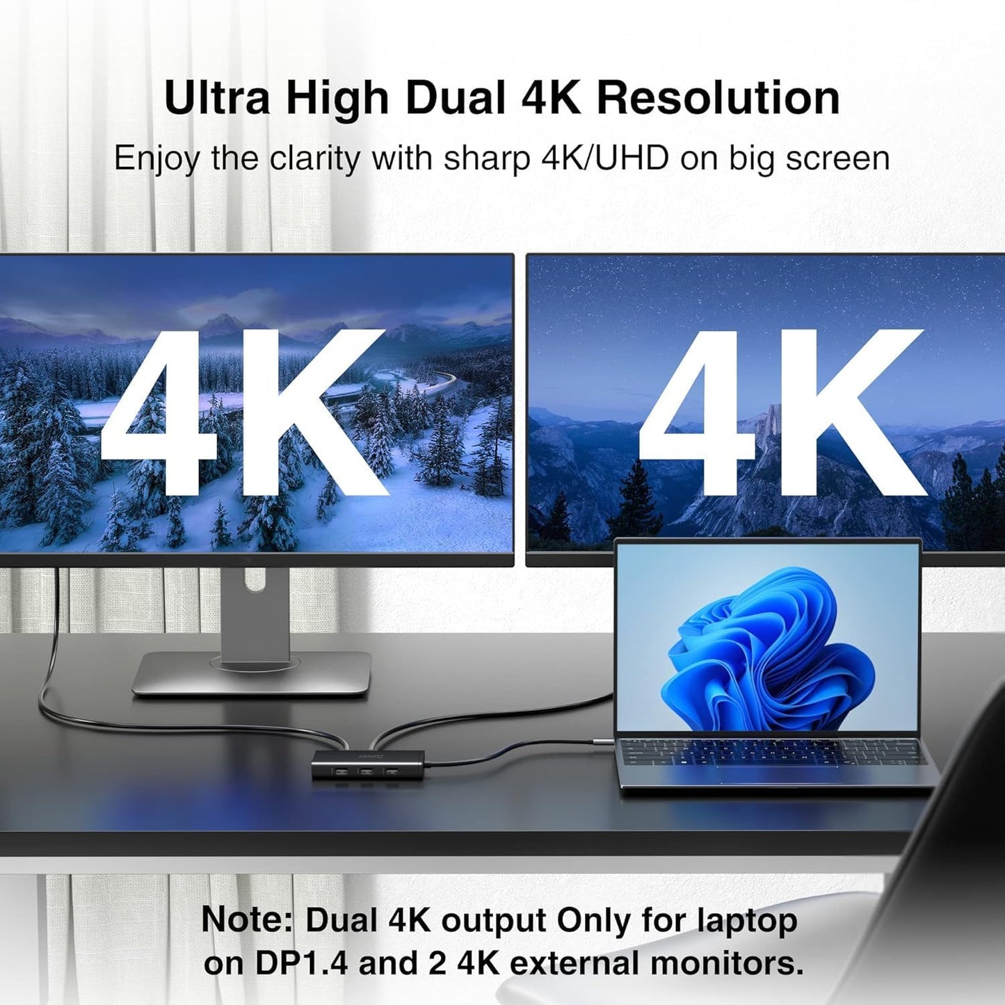 ABIWAZY USB C Docking Station Dual Monitor for HP Dell Lenovo Thinkpad Surface, 8 in 1 Computer Multiple Monitor Hub Adapter to Dual 4K HDMI,DisplayPort,VGA, 00W PD,3 USB for Windows Laptops(Black)