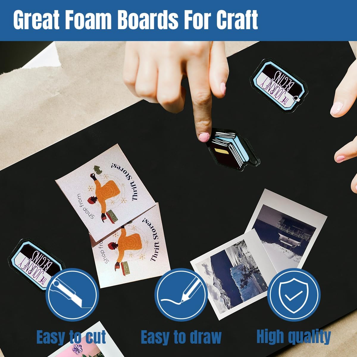 8PACK Black Foam Board for DIY Projects 24x36×3/16 inches,5MM Poster Board High Quality Blank Board Perfect for Arts Crafts School Projects Presentation Displays