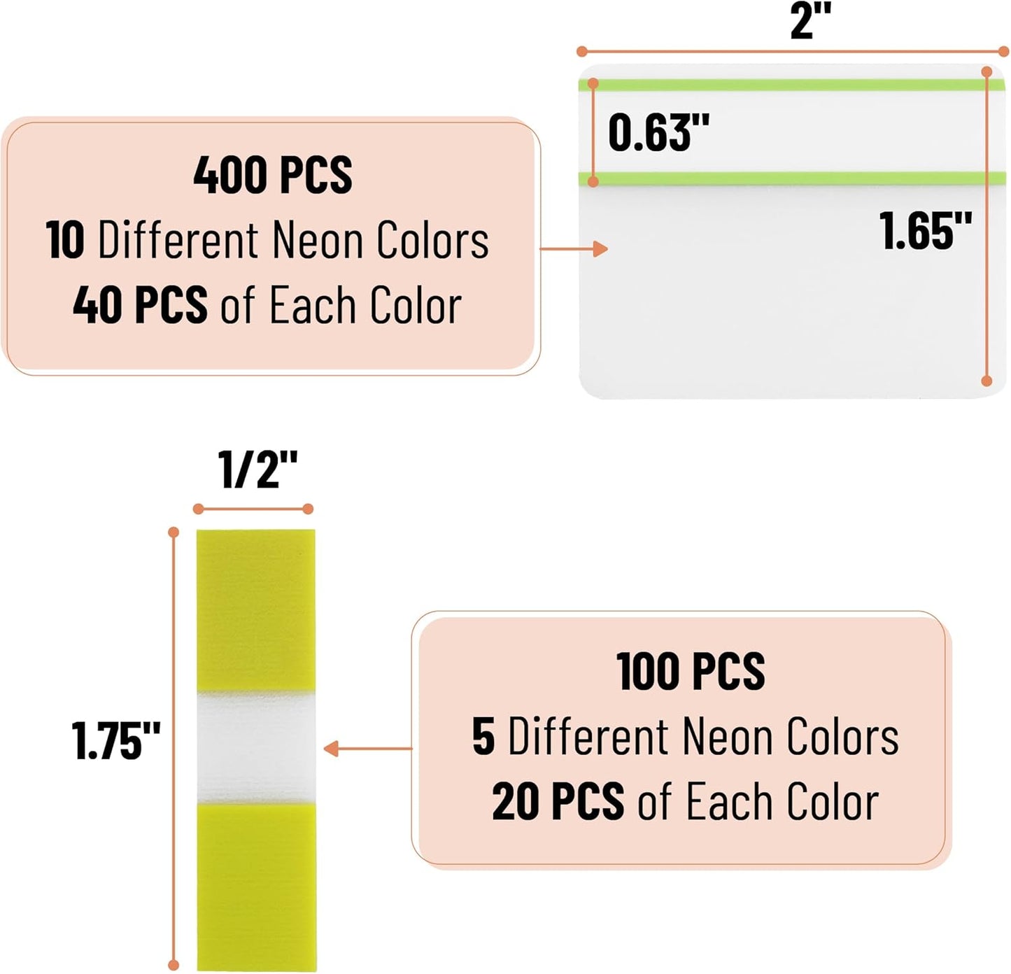 Mr. Pen Sticky Index Tabs - 500 Pcs, 21 Sets, Colorful Page Markers for Binders, Books, & Notebooks