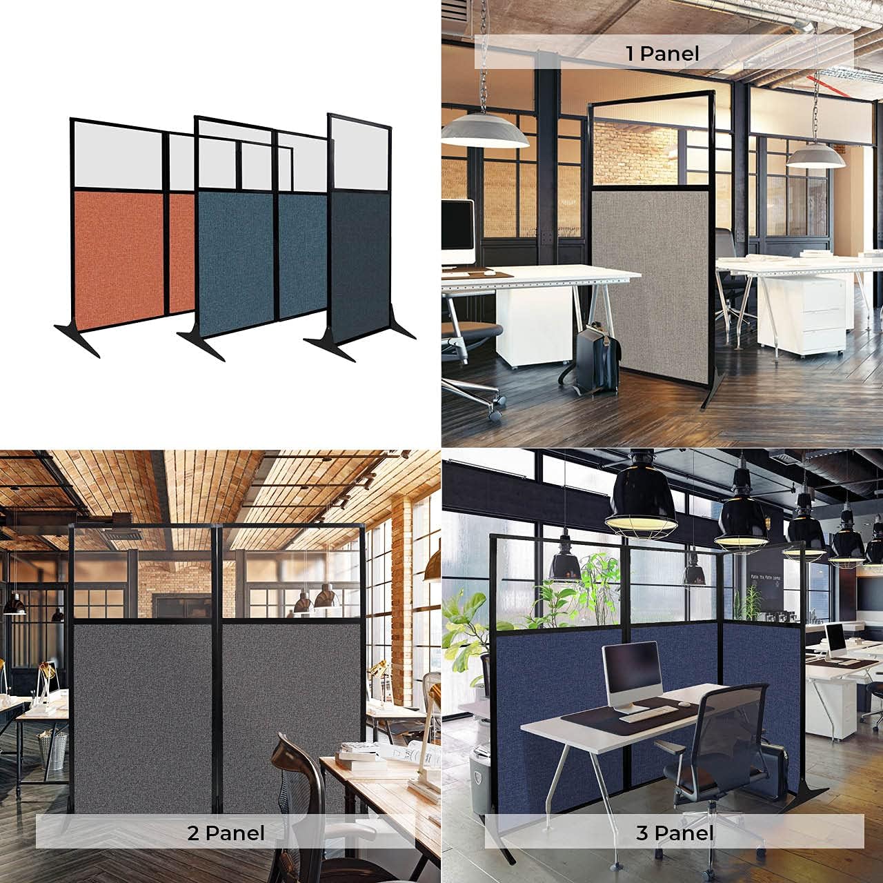 Versare Workstation Partition | Portable Wall Divider | Modern Office Cubicle | Free Standing Privacy Screen | Flexible Work Space | 33" x 70" W/Window, Lime Green Fabric Panels