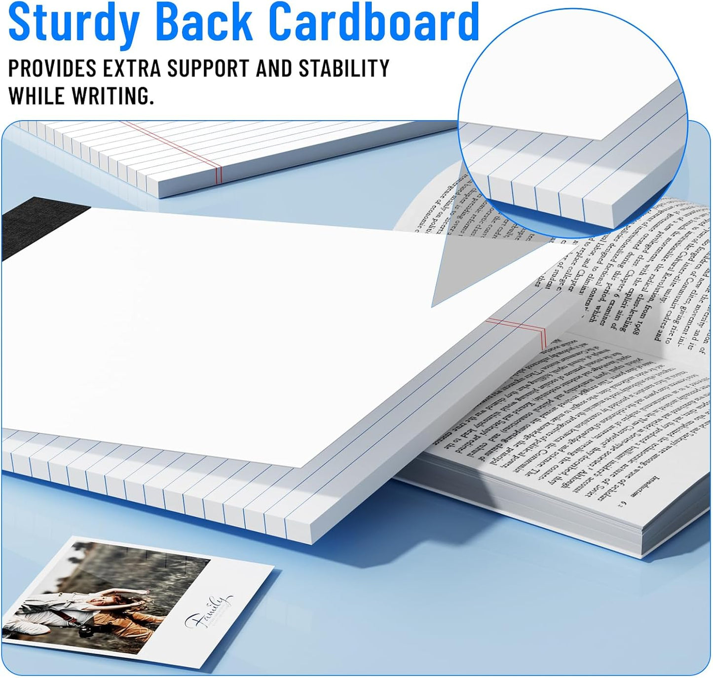 2pcs Legal Pads 8.5 x 11, Notepads 8.5 x 11 Inch, White Note Pads Clear Print Writing Pads of Paper, Memo Pads , Perforate Legal Notepads Paper , Wide Ruled Lined with Sturdy Back,50 Sheets/Pack