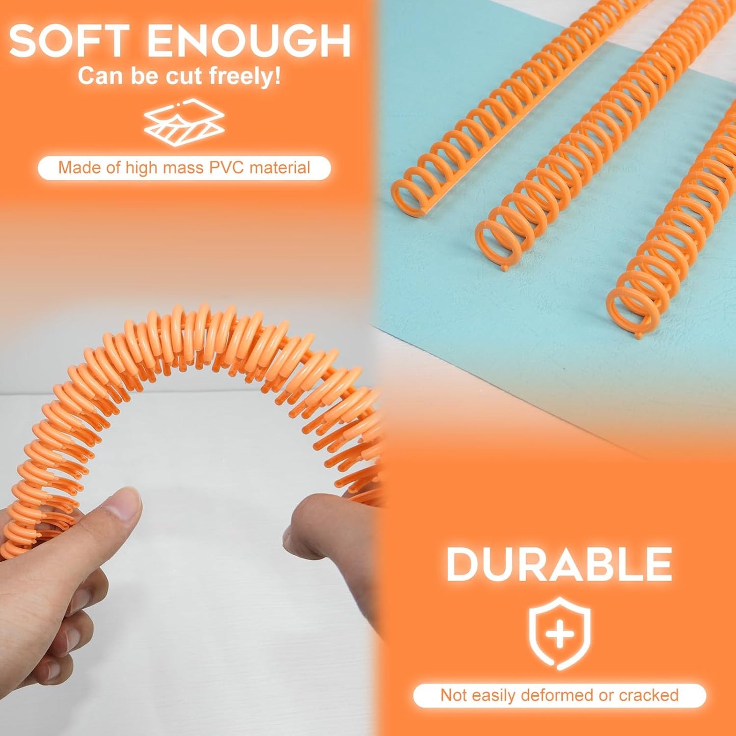 Rayson PROC1230OR Click Binding Spines, 3:1 Pitch, 1/2" Diameter, 90 Sheets Binding Capacity, Orange, 30/Box