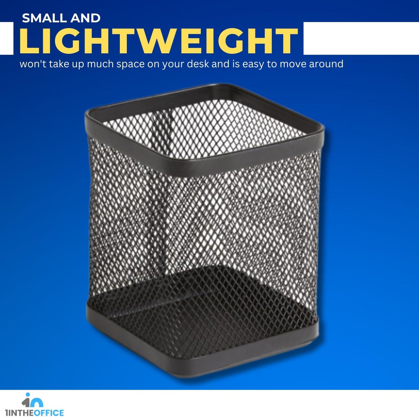 1InTheOffice Pen Holder Cup for Desk, Wire Mesh Cup, Pencil Holder Metal, Pencil Organizer Matte Black 3/Pack…