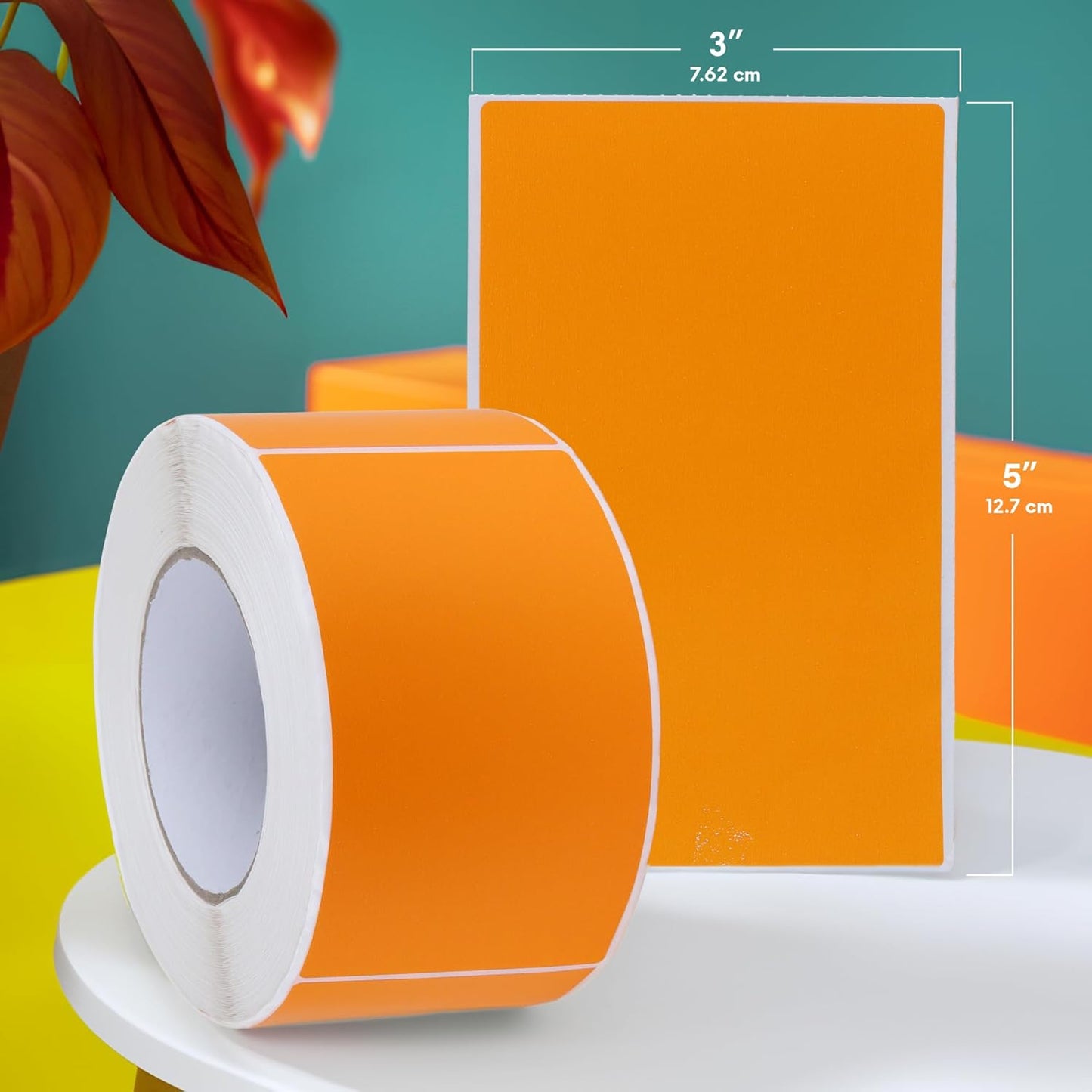 UTILE - Thermal Labels 3x5 Inch 600 Inventory Stickers Roll (Orange), compatible with Thermal Printers - Color Coding Label for Box - Sticker to Write On Packing Labels Color Coded - Tags for Labeling