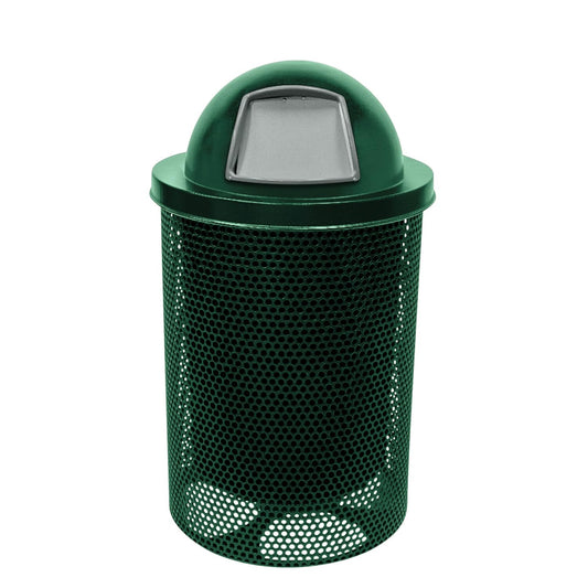 RDT-P-TXTGRN Heavy Duty Round Trash Receptacle with Dome Top, Liner Included, 32 Gallon, Textured Green, Made in America