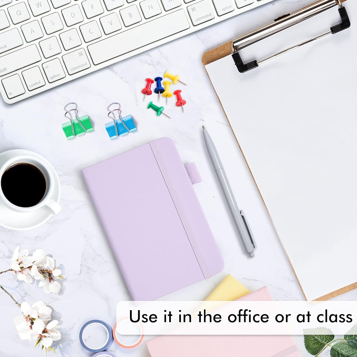 feela 6 Pack Pocket Small Notebooks Bulk, Mini Cute Memo Notepads Hardcover College Ruled Lined Journals with Pen Holder for Women Girls Office School, with 6 Black Pens, 3.5”x 5.5”, A6, Pastel Colors