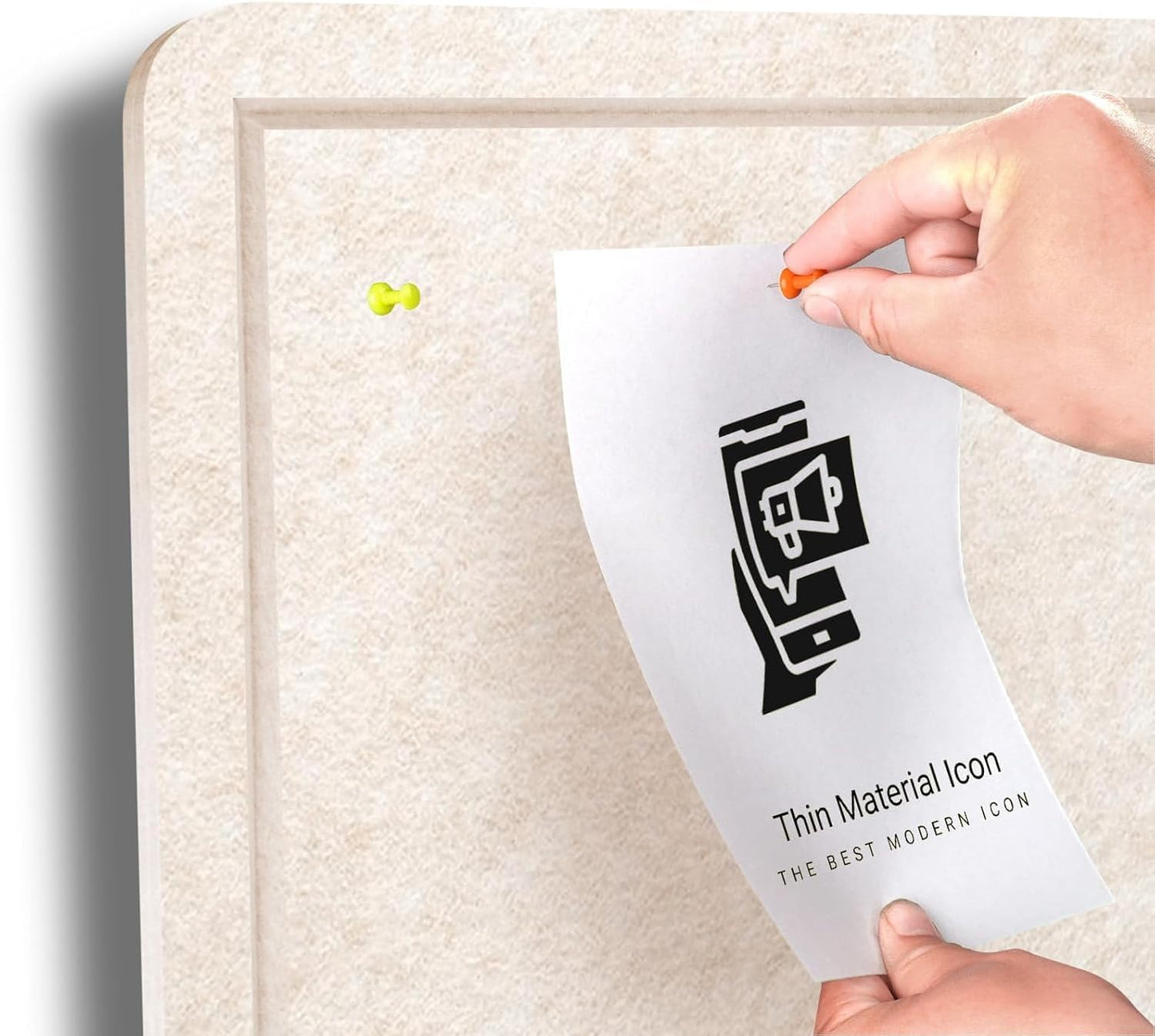 Bulletin Board - 35 x 17.5 inches Decorative Felt Pin Board - Cork Board Alternative for Wall - Foldable Photo Board Self-Adhesive Prayer Board with 20 Pushpins - Oatmeal