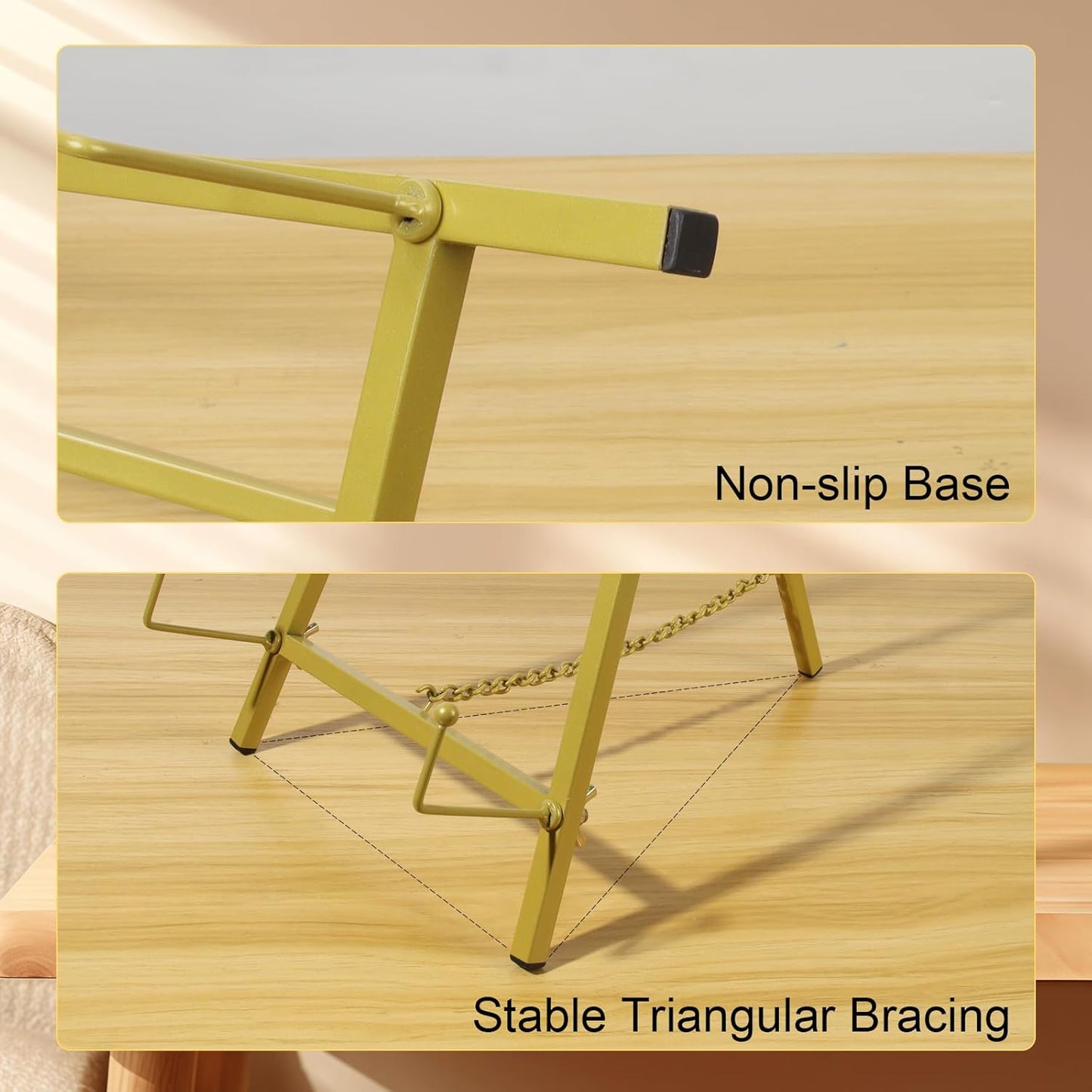 16" Large Metal Table Top Easel Gold Tabletop Easel Picture Stand Mirror Table Top Easels for Display Photo Frame Heavy Duty Plate Art Display Stand for Sign Tabletop Wedding Frame Stands with Tray