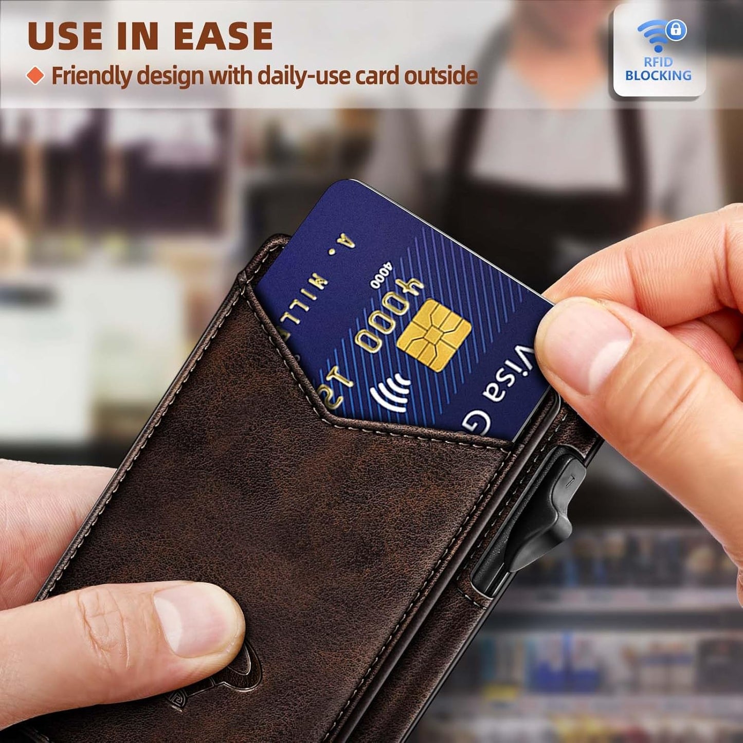 BULLIANT Men Wallet,Money Clip Wallet Slim For Gift Men 9Cards-Metal Credit Card Case in Magnetic Leather Flip