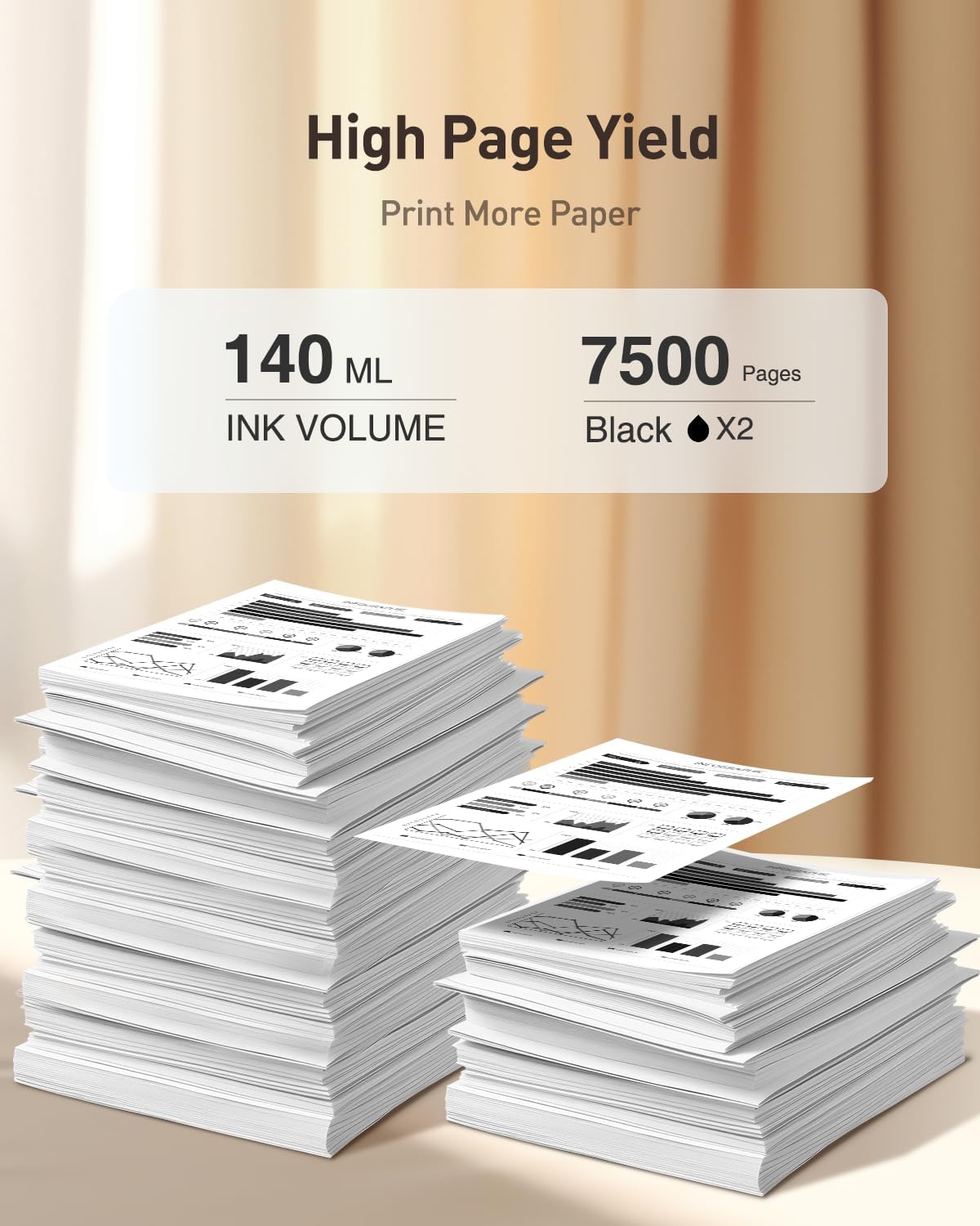 Replacement for 542 Black Ink Pigment Ink Compatible with ET-5880 ET-5850 ET-5150 Work with Ecotank Pro ET-5170 ET-5180 ET-5800 ET-16650 ET-16600 ET5150 ET5170 Printers, 2×140ML