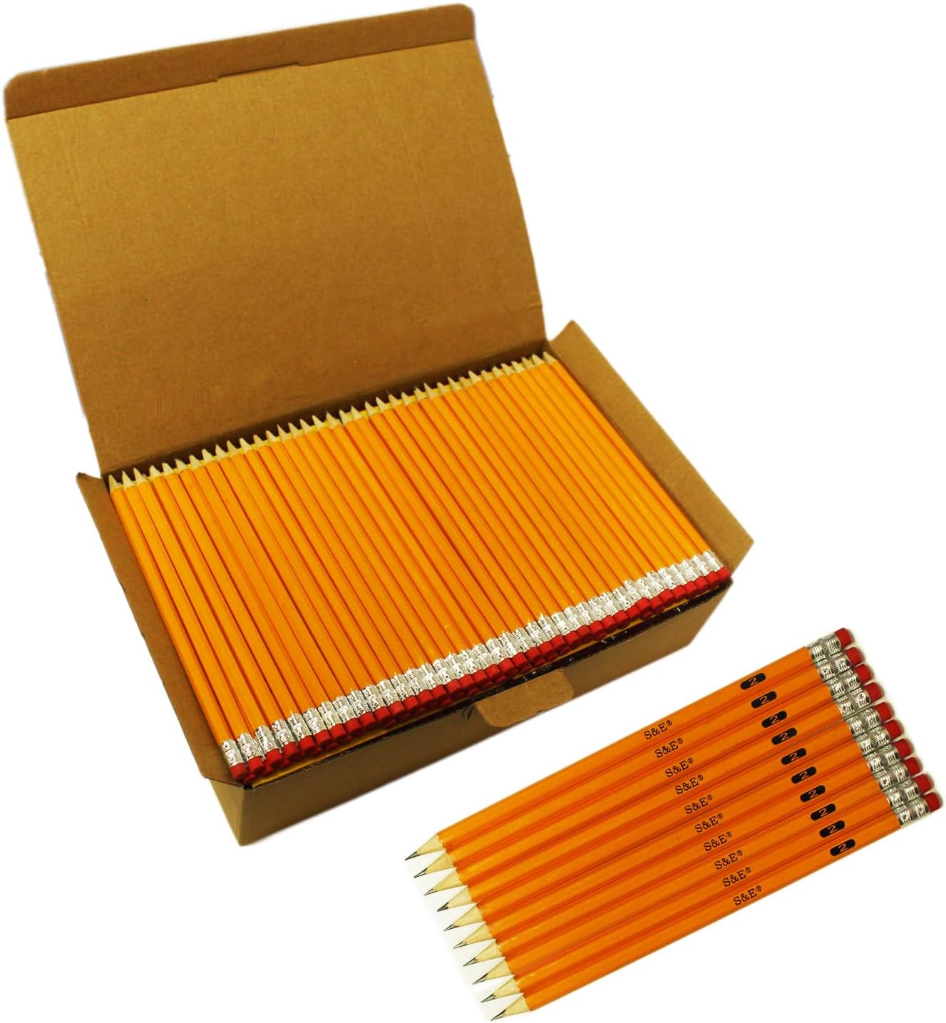 S & E TEACHER'S EDITION Woodcased #2 Pencils, Pre-sharpened, HB Lead Bulk Box, Pencils No. 2, Yellow, Back to school, 1000 Count