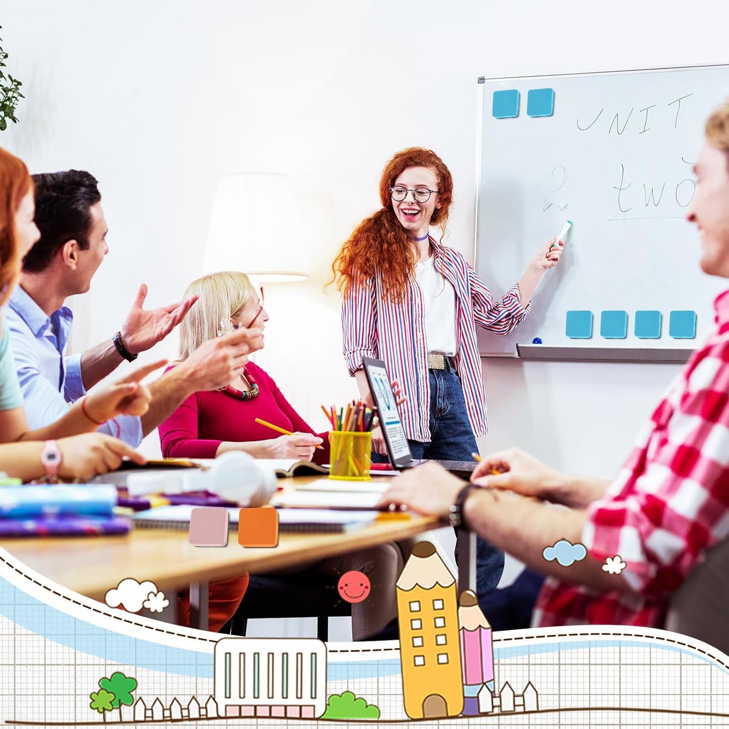 TaoBary 96 Pack Mini Dry Erase Erasers Bulk Magnetic Whiteboard Dry Erasers Classroom Supplies Whiteboard Chalkboard Cleaner for Teacher School Office, 1.97 x 1.97 Inch(Iight Blue)