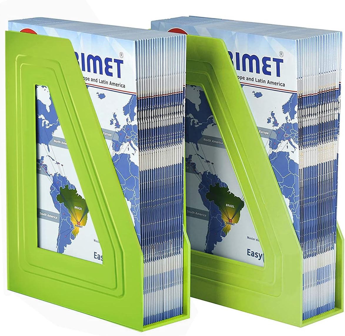Acrimet Magazine File Holder, Durable Rack, Space-Saving Organizer (Plastic) (Green Citrus Color) (2 Pack)
